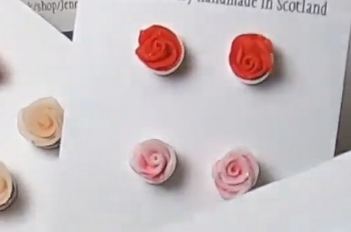 Polymer Clay Stud Earrings Idea – Rose Clay Earrings